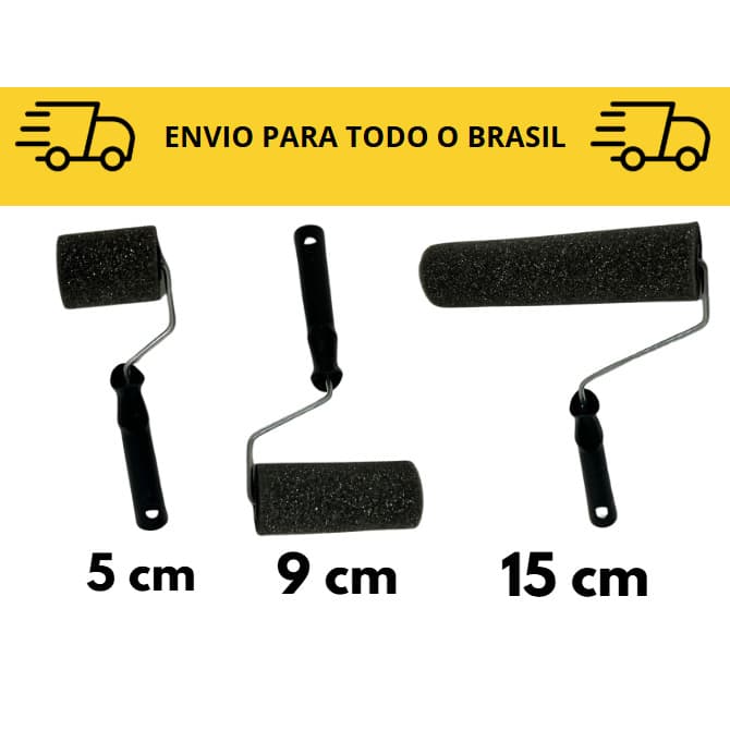 3 Rolos de pintura / rolo de esponja / rolo para acabamento 5, 9 e 15cm
