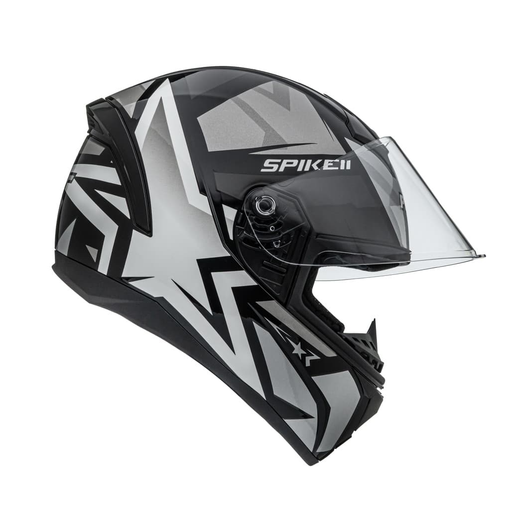 Capacete Moto Peels Spike 2 1ST Preto e Prata Brilhante Motociclista