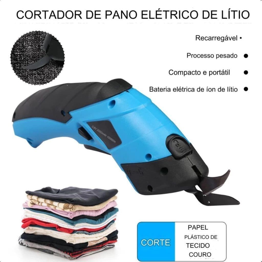 Tesoura Elétrica Para Tecidos Usb Recarregável 3,6v 2000mAh Bivolt - BINGO