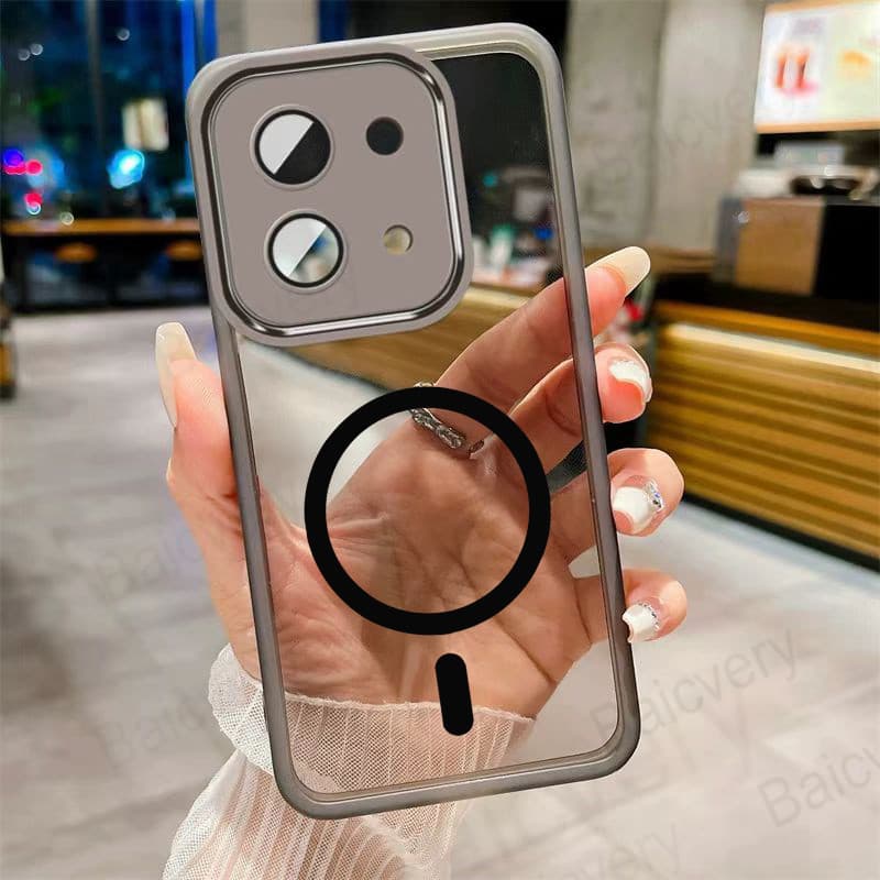 Invólucro Para Redmi 15C 4G 5G Xiaomi Poco C85 Câmera Proteger Capa Colorida Com Adesivo Magnético