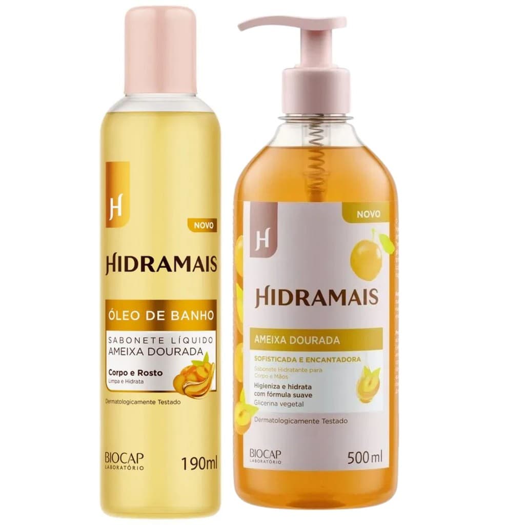 Kit Ameixa Dourada 1 Sabonete Óleo 190ml + 1 Sabonete Gel 500ml Hidramais