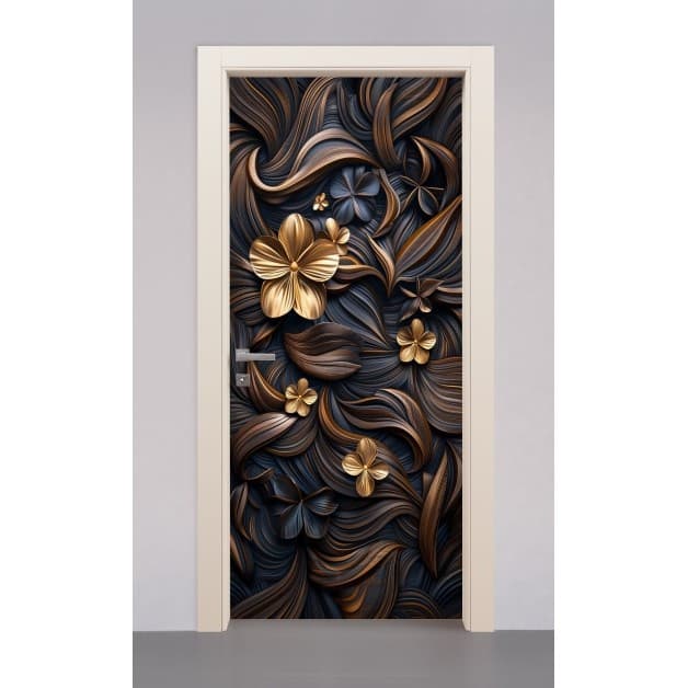 Adesivo Decorativo de Porta de Madeira Vidro 3D Flores Foral Natureza Residencial Quarto Flor