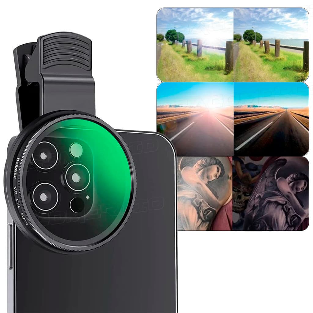 Filtro Cpl Lente Polarizador Para Celular Com Clipe Neewer 52mm