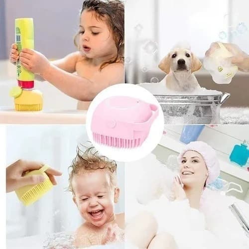 Esponja De Silicone P/ Banho Massageador Com Dispenser Para Sabonete Líquido