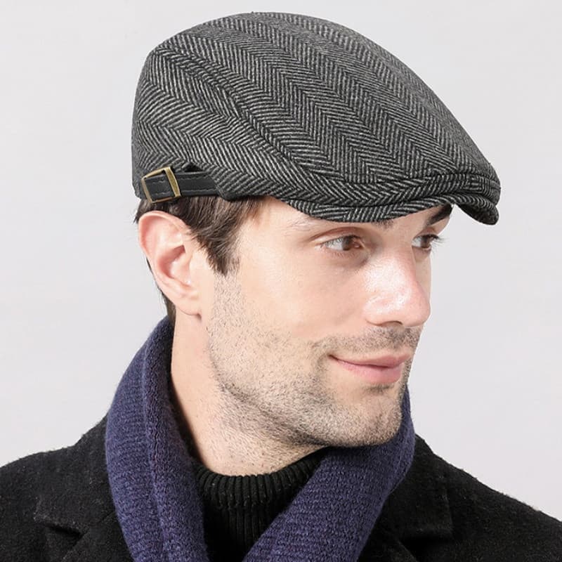 Boina Masculina De Lã De Alta Qualidade Listrado Ivy Newsboy
