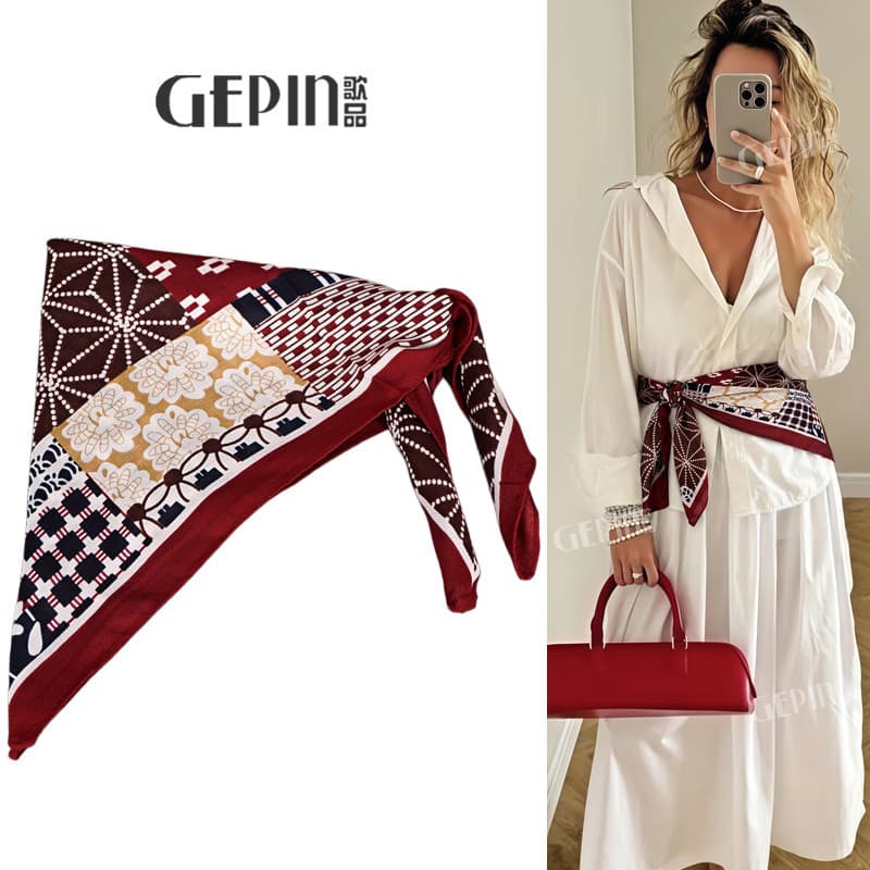 Lenço de seda cinto feminino estilo boêmio triângulo cachecol cortina de bunda decoração de alta qualidade saia combinan