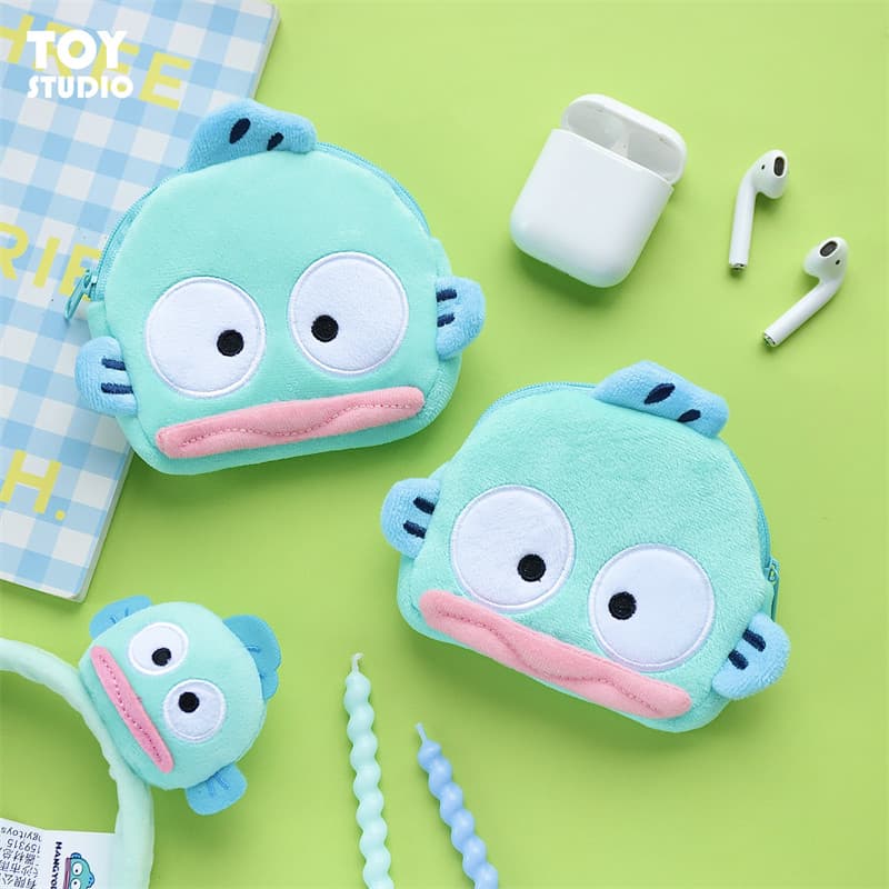 Sanrio genuíno peixe feio Hanton moeda bolsa dos desenhos animados japoneses bonito criativo portátil pequeno titular do