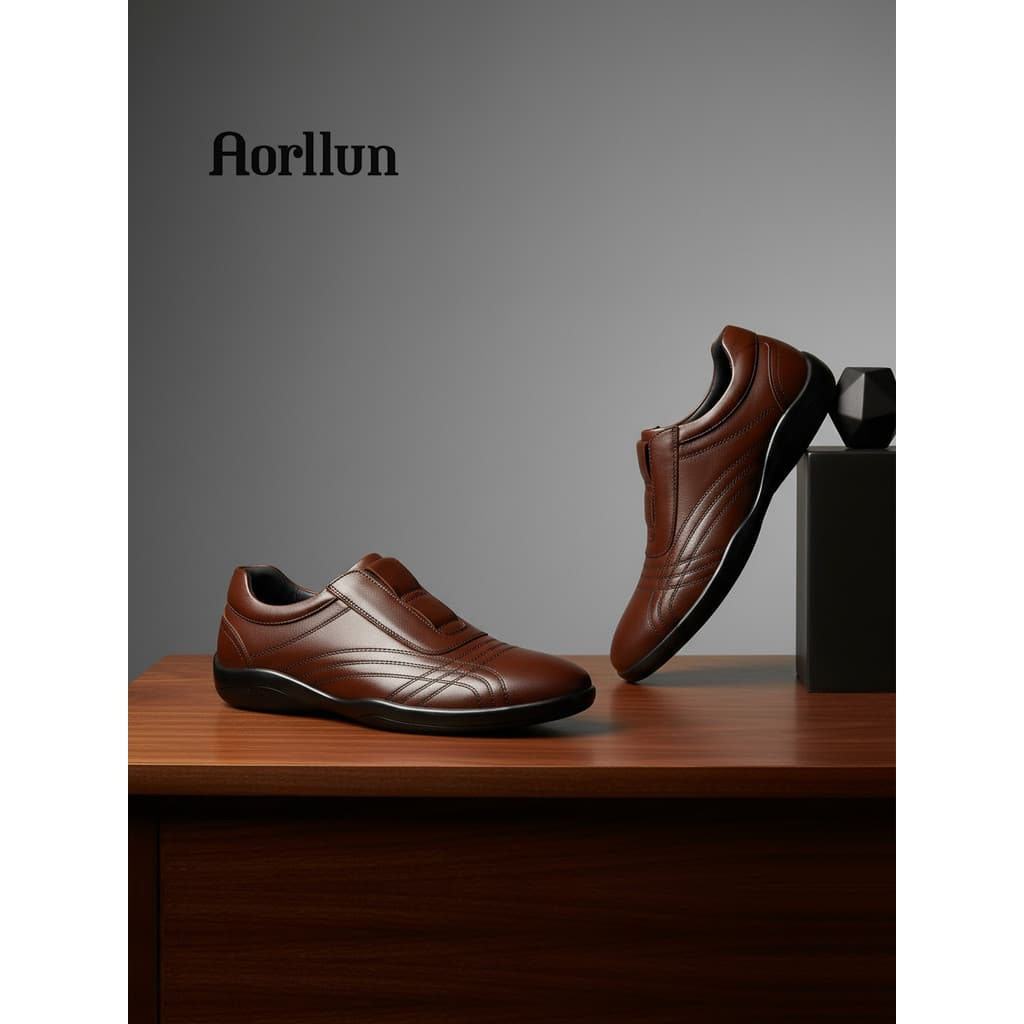 Sapatos masculinos de couro genuíno temperamento de alta qualidade marrom sapatos casuais de negócios