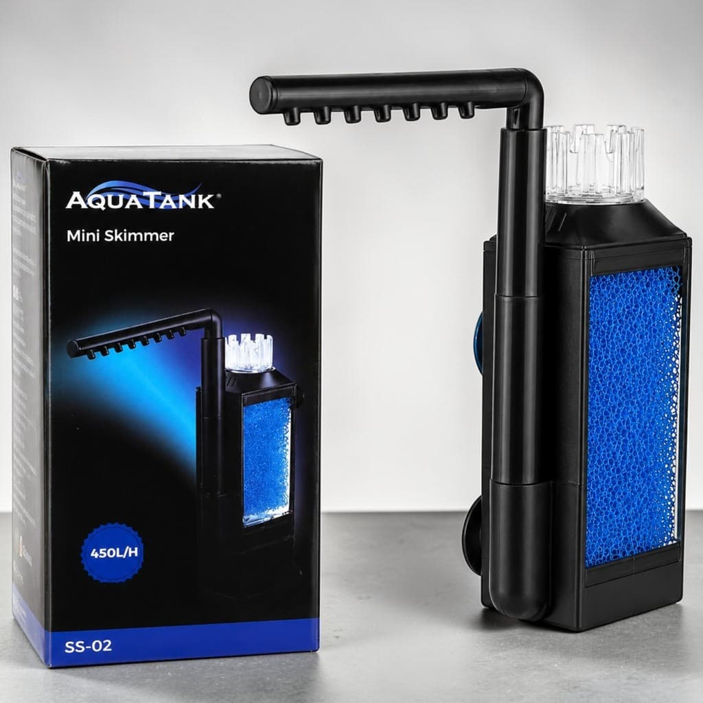 Filtro Mini Skimmer Limpeza De Superfície 450L/H com Chafariz para Aquário Até 50 Litros