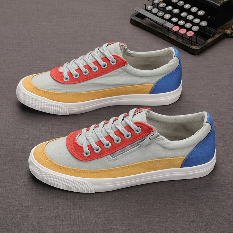 Sapatos masculinos primavera outono novo estilo baixo-topo rendas respirável na moda cor combinando All-Match versão cor