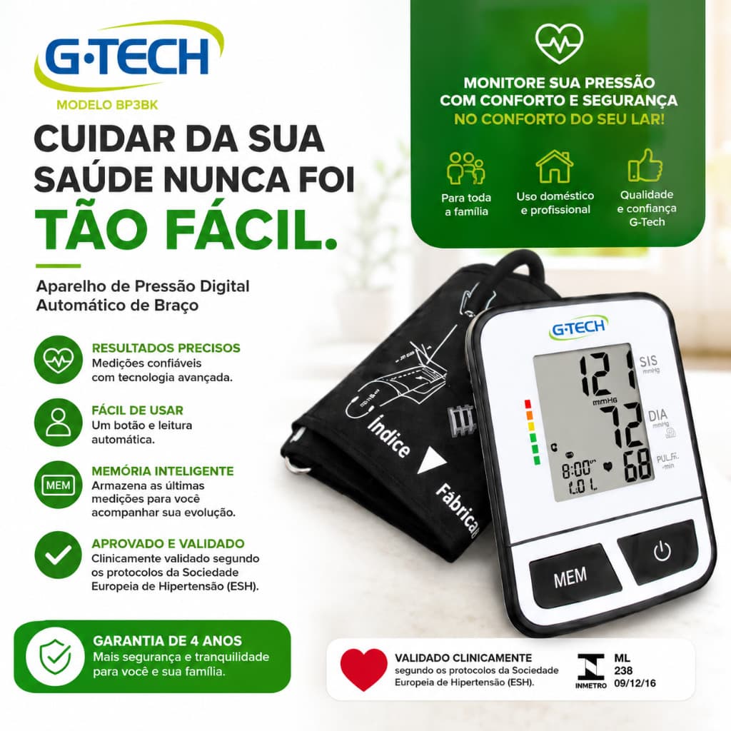 Aparelho Digital de pressão automático G-tech De Braço BSP11