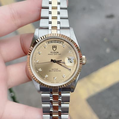 Tudor Tudor Prince Tipo Sala 18K Ouro Original Diamante Hora Marca Relógio Mecânico Automático Masculino 76213