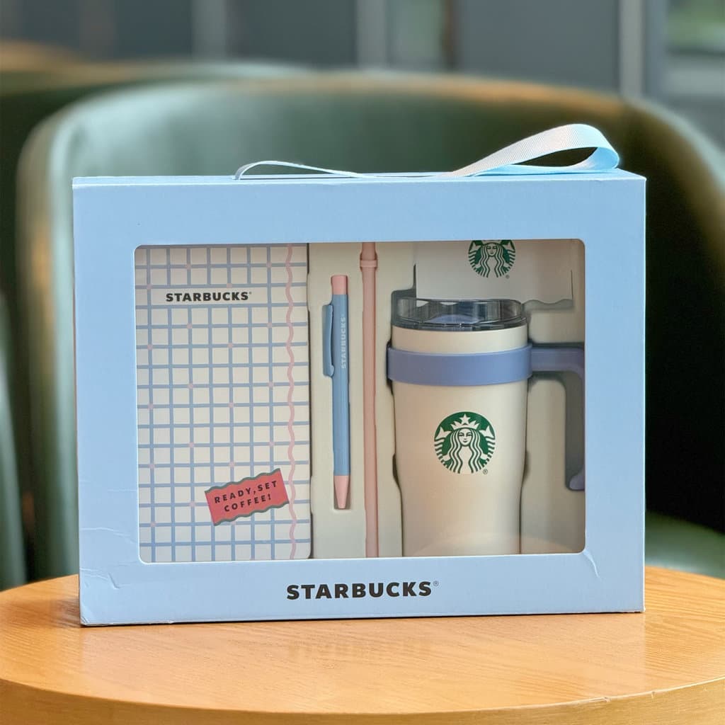 Starbucks 2025 Retorno ao Campus Temporada Escolar Presente Moda Simples Aço Inoxidável Copo Duplo Notebook Caixa de Pre