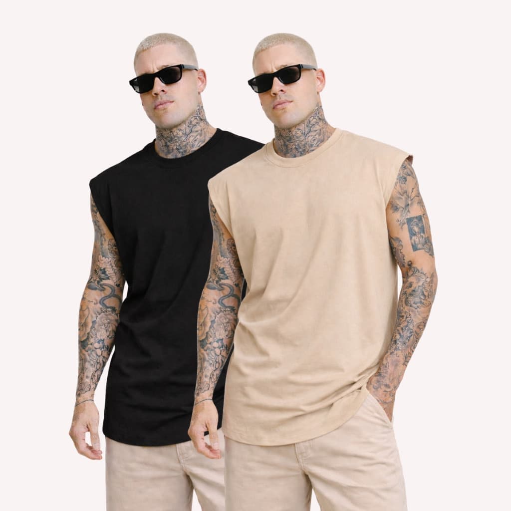 Kit 2 Camisetas Regata Oversized Camisa Streetwear Masculina 100% Algodão