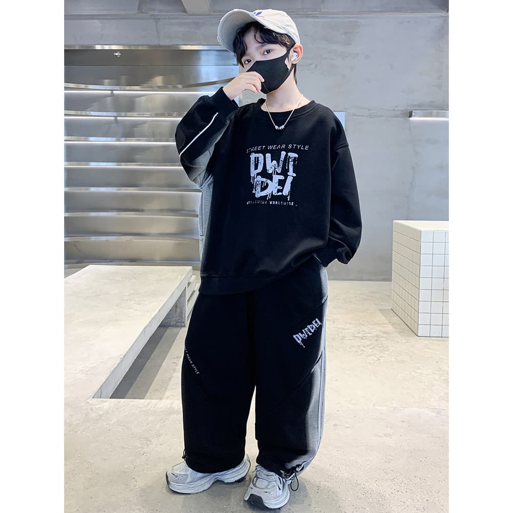 Roupas infantis meninos primavera ternos casuais 2026 novo estilo médio grande crianças primavera outono casual moletom