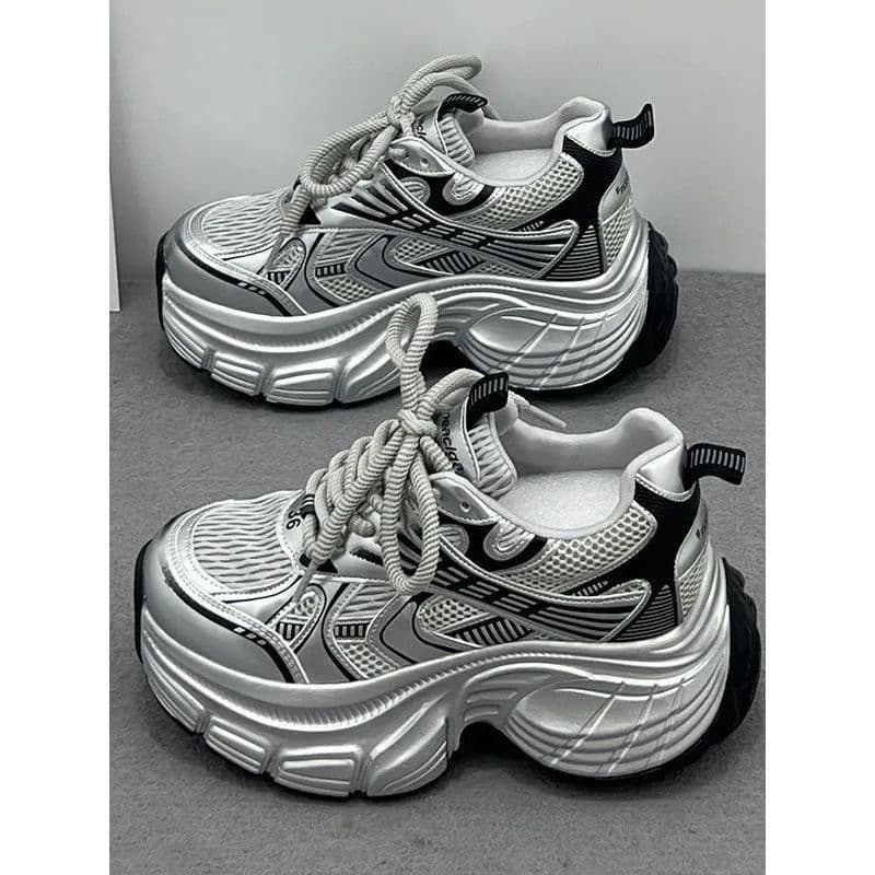 Papai sapatos femininos verão malha pequeno cara 2026 novo estilo sapatos esportivos casuais sapatos respiráveis de sola