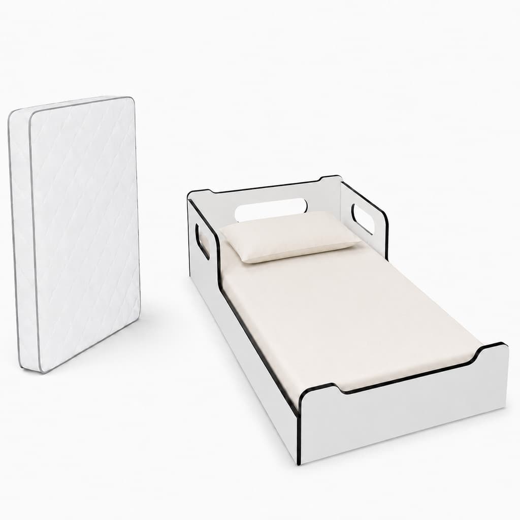 Cama Infantil Encanto Magia Premium com Colchão Montessoriana MDF Branca Segurança Kids