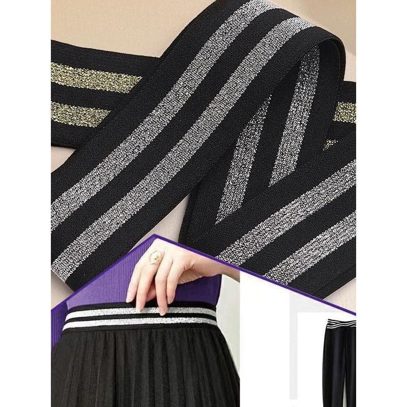 Calças roupas dedicadas lado alargamento Extra grande Webbing costura ouro prata fio elástico alto elástico acessórios d