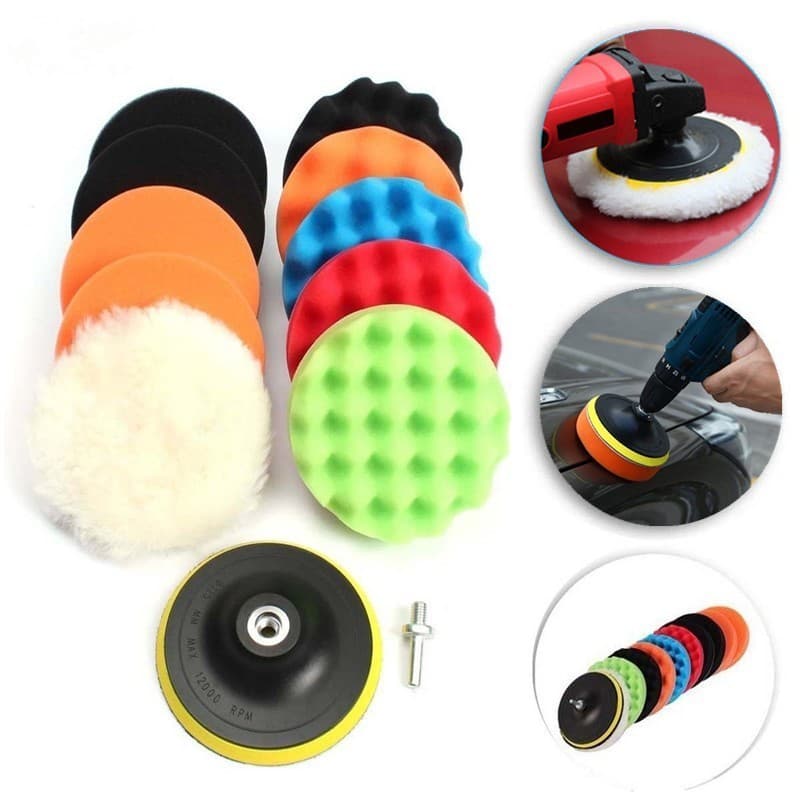 Esponja De Polimento De Carro De 3 Polegadas 7/8/11Pcs/Conjunto De Almofadas Cera Para Polidor Kit Roda De Lã Adaptador
