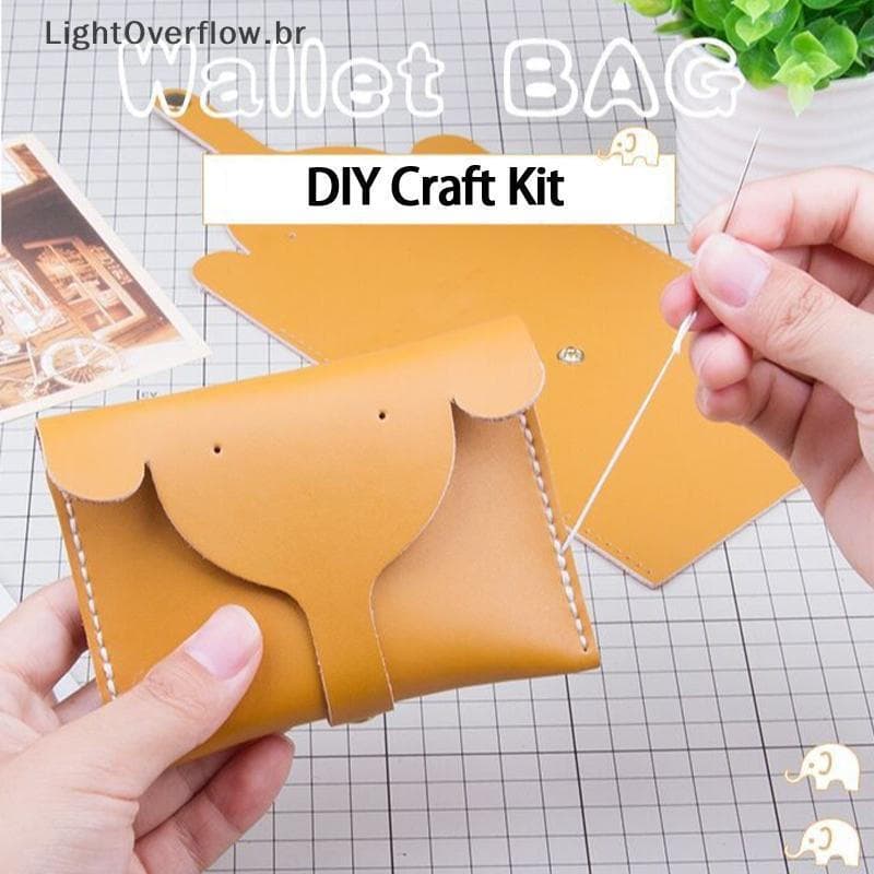 LOF Bolsa De Moedas PU DIY Kit De Artesanato Casual Cor Sólida Estilo Desenho Animado Elefante Pequena
