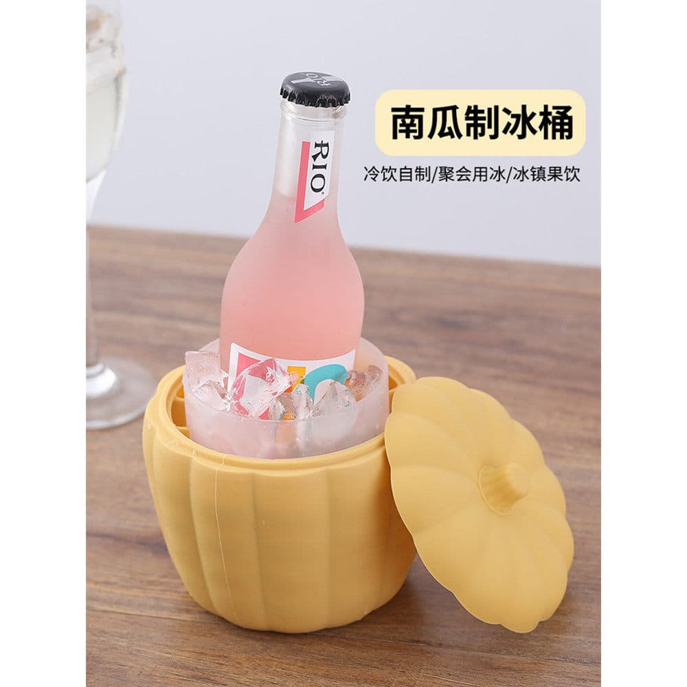 Molde de gelo doméstico Silicone abóbora balde de gelo criativo bandeja de gelo Mini com tampa bebida gelada cubo de gel