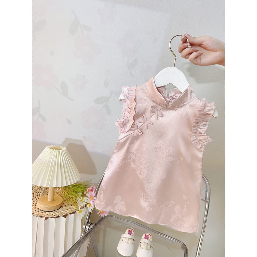 Meninas Cheongsam vestido de verão crianças estilo chinês Hanfu um ano de idade vestido de bebê vestido de princesa verã