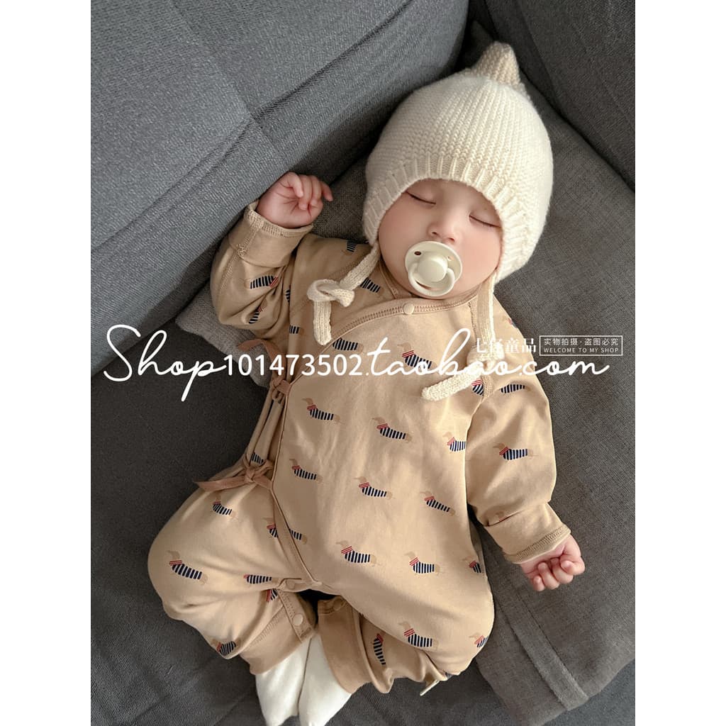 Estilo coreano outubro-março bebê primavera outono roupas recém-nascidos desossado proteção da barriga macacão recém-nas