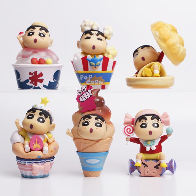 6 tipos de adoráveis bonecos gashapon do Crayon Shin-chan com expressões clássicas de trabalhador de escritório, para de