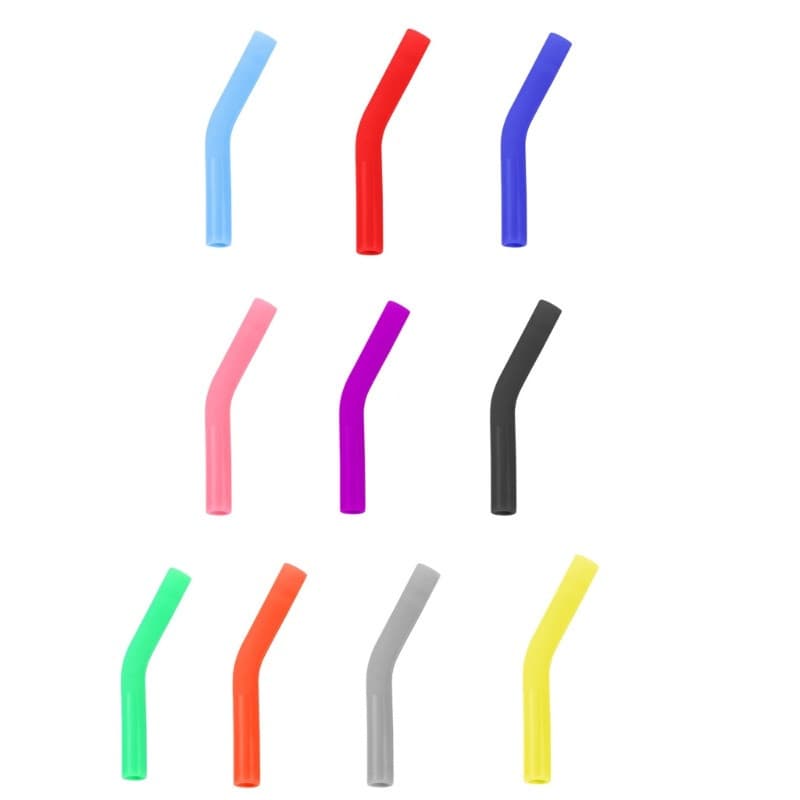 Conjunto 10 Peças Capas Palha Silicone Estone , Pontas Canudos Metal Borracha Grau