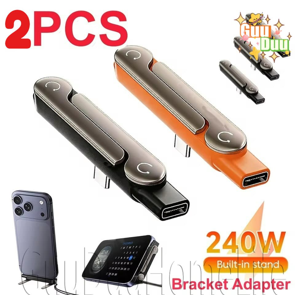 [GUUDUU] Adaptador De Carregamento De Telefone Tipo C De 240 W-Conversor Macho Para USB-Fêmea-Suporte Embutido-Com Dobrá