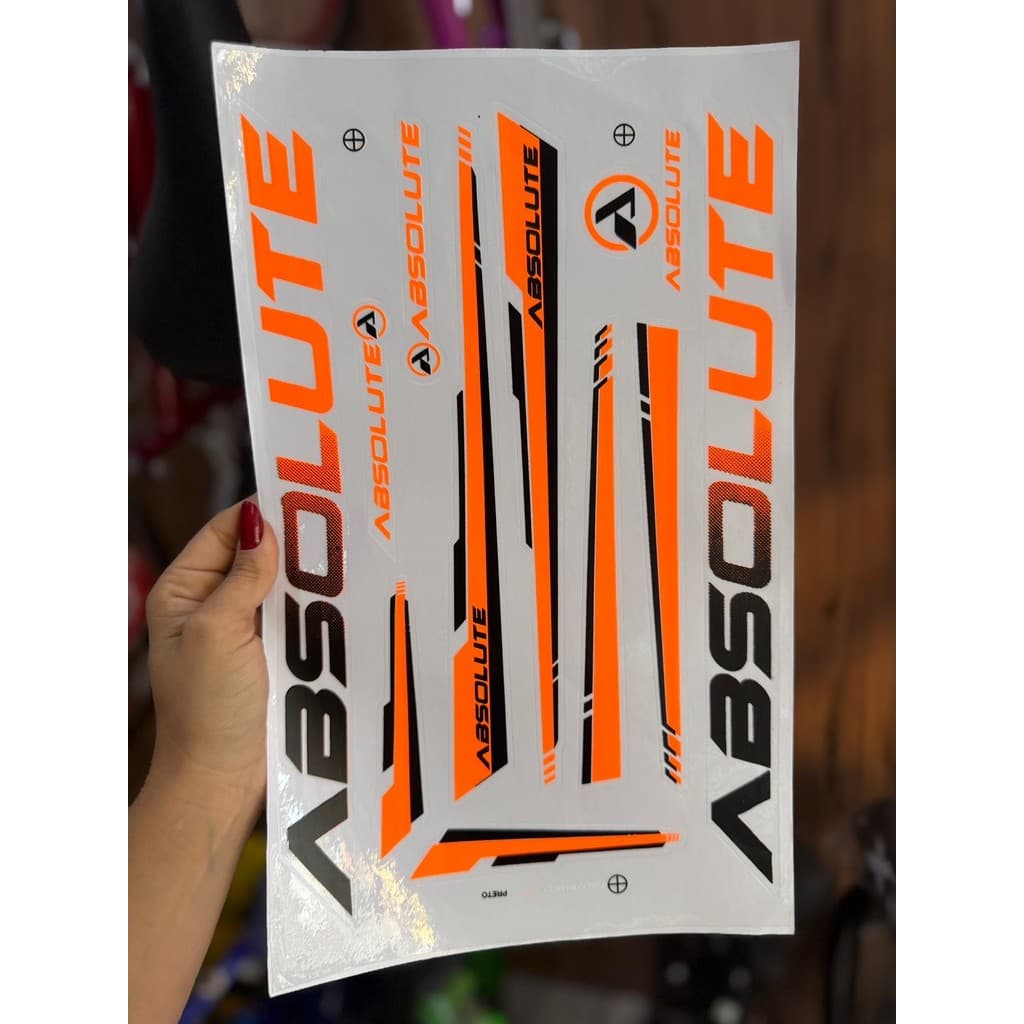 Cartela Adesivos p/ Bike Adulto Absolute Laranja Original