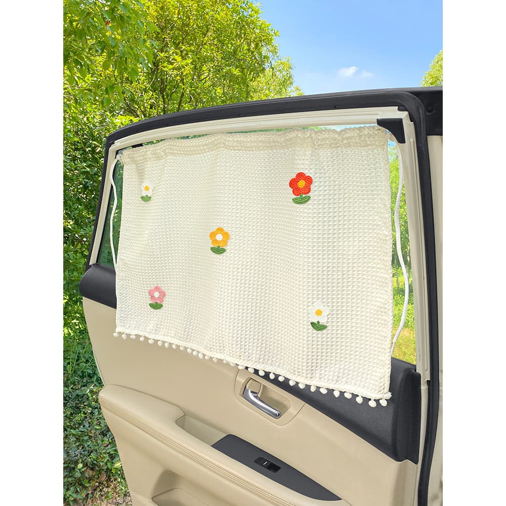Pára-sol do carro flor fresca ventosa retrátil pára-sol protetor solar isolamento térmico privacidade cortina do carro A