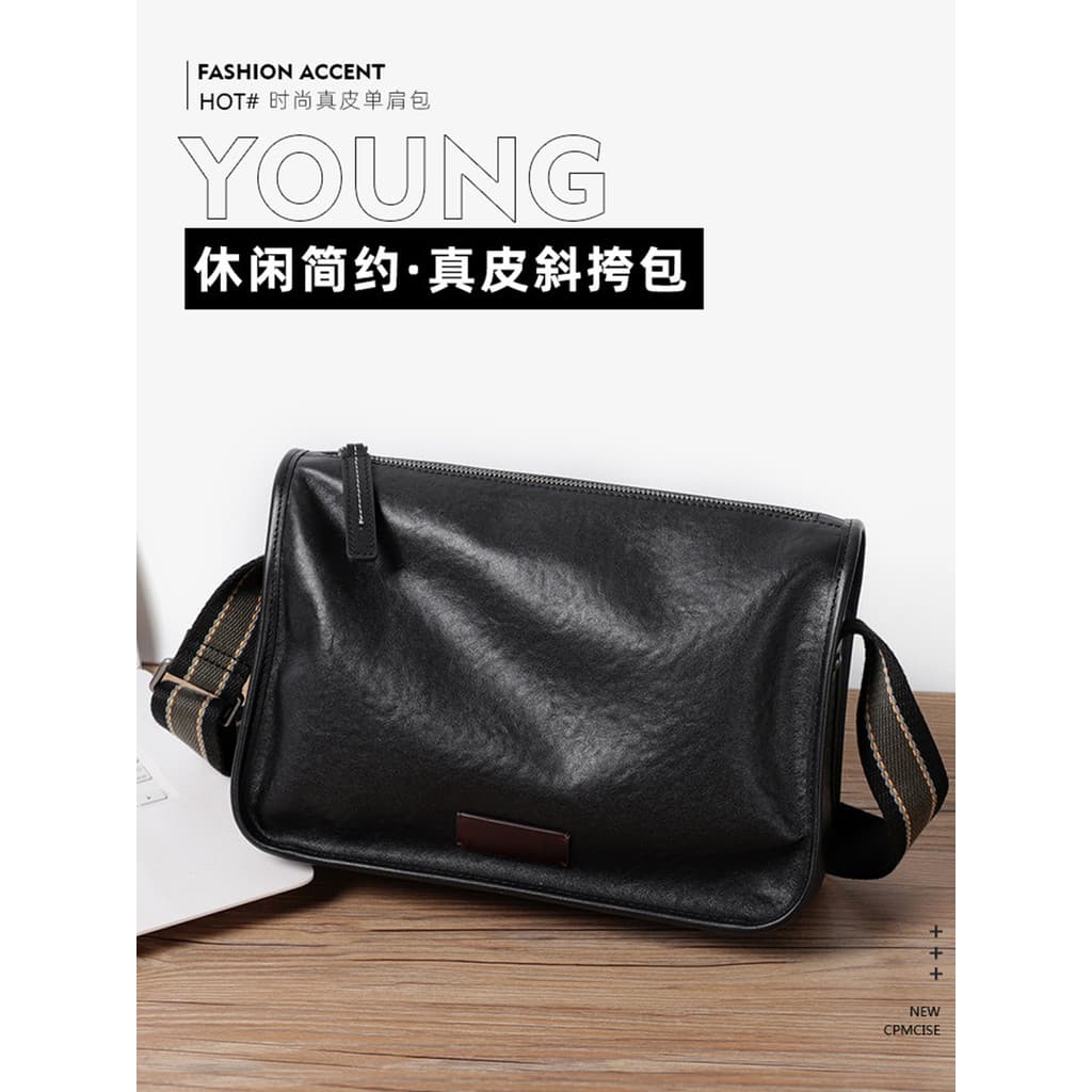 2026 novo estilo bolsa mensageiro masculina moda simples High-End sentimento passeio Commuter bolsa de ombro grande capa