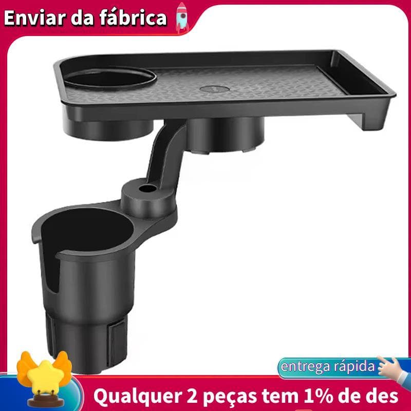 Bandeja Porta-Copos Universal Para Carro-360 ° Organizador Giratório Ajustável De Copo Duplo , De Comida Portátil Veícul
