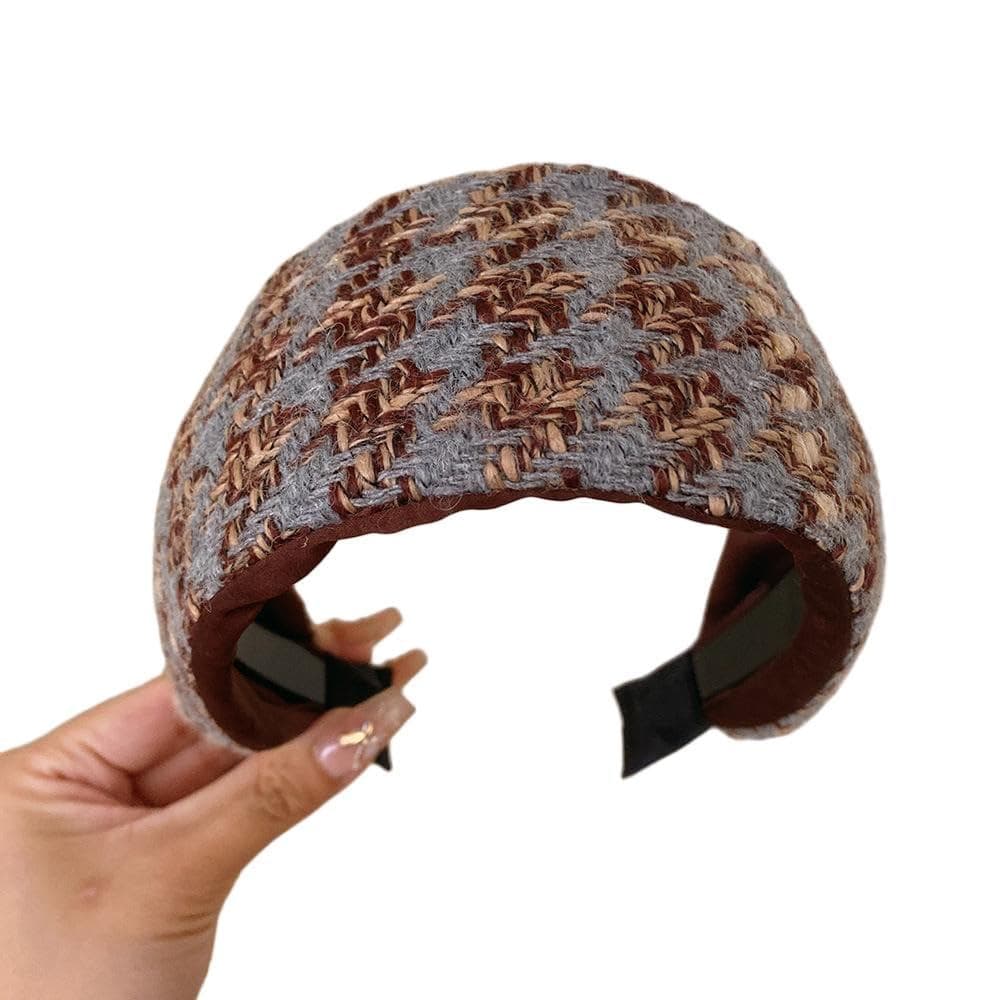 Faixa de cabelo acolchoada de malha, faixa de cabelo trançada larga, padrão multicolorido, acessórios de cabelo de moda