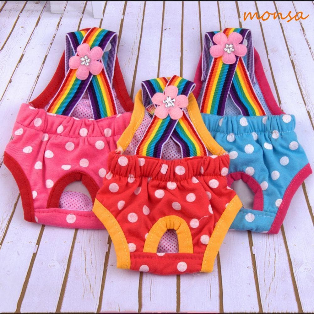 Calcinha MONSA Pet Breathable Menstruation Briefs Cães Fêmeas Pontos Imprimir Calção Cão Feminino