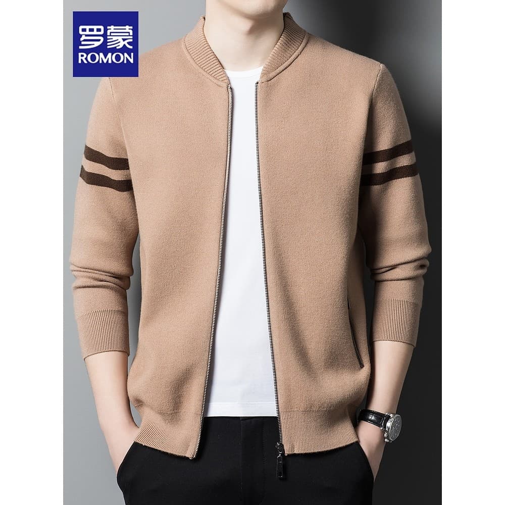 Lomon Cardigan camisola masculina na moda gola alta camisola 2026 primavera nova Casual malhas jaqueta roupas masculinas