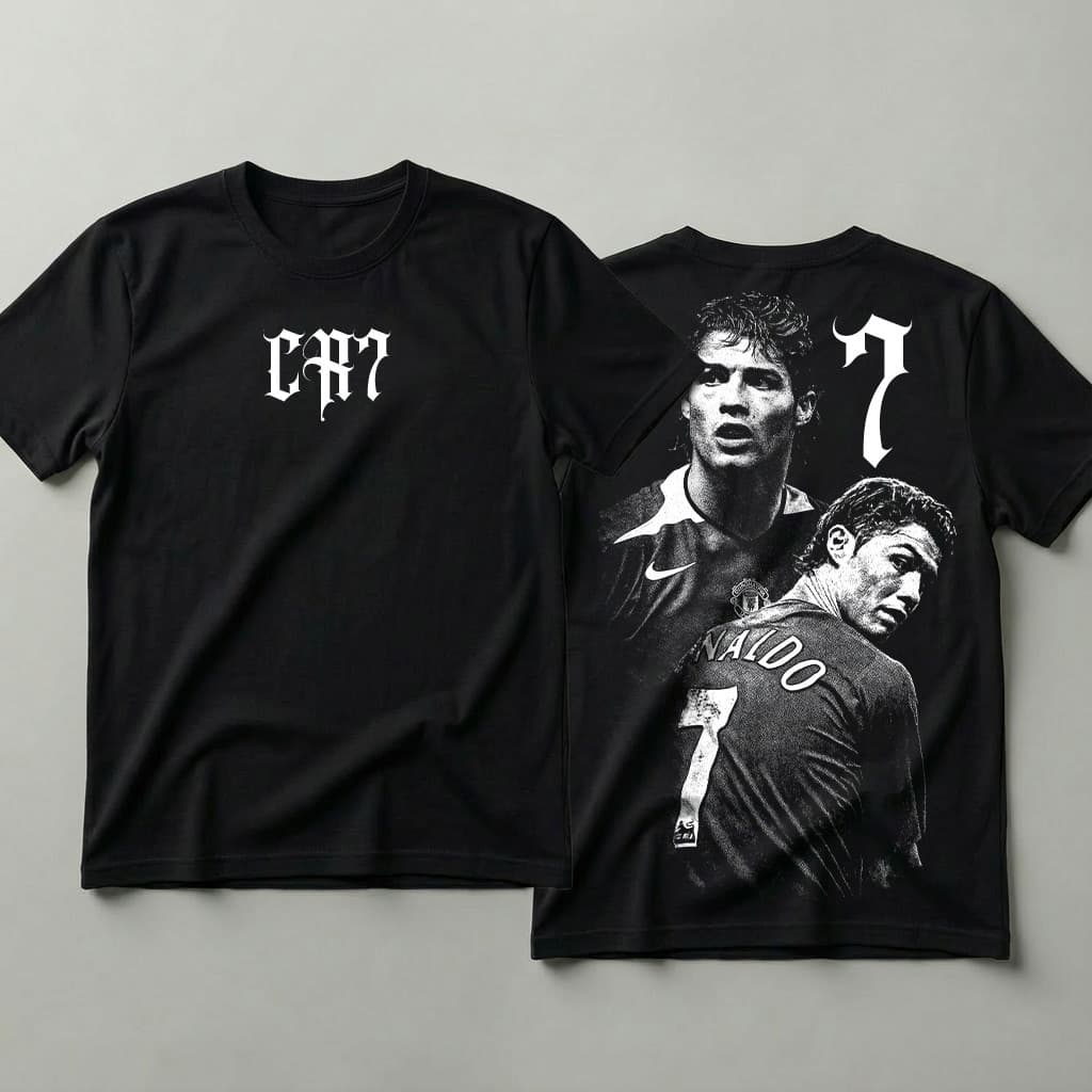 [Camiseta Premium em Algodão Puro]HYP Camiseta 100% Algodão Estampa Futebol Cristiano Ronaldo CR7
