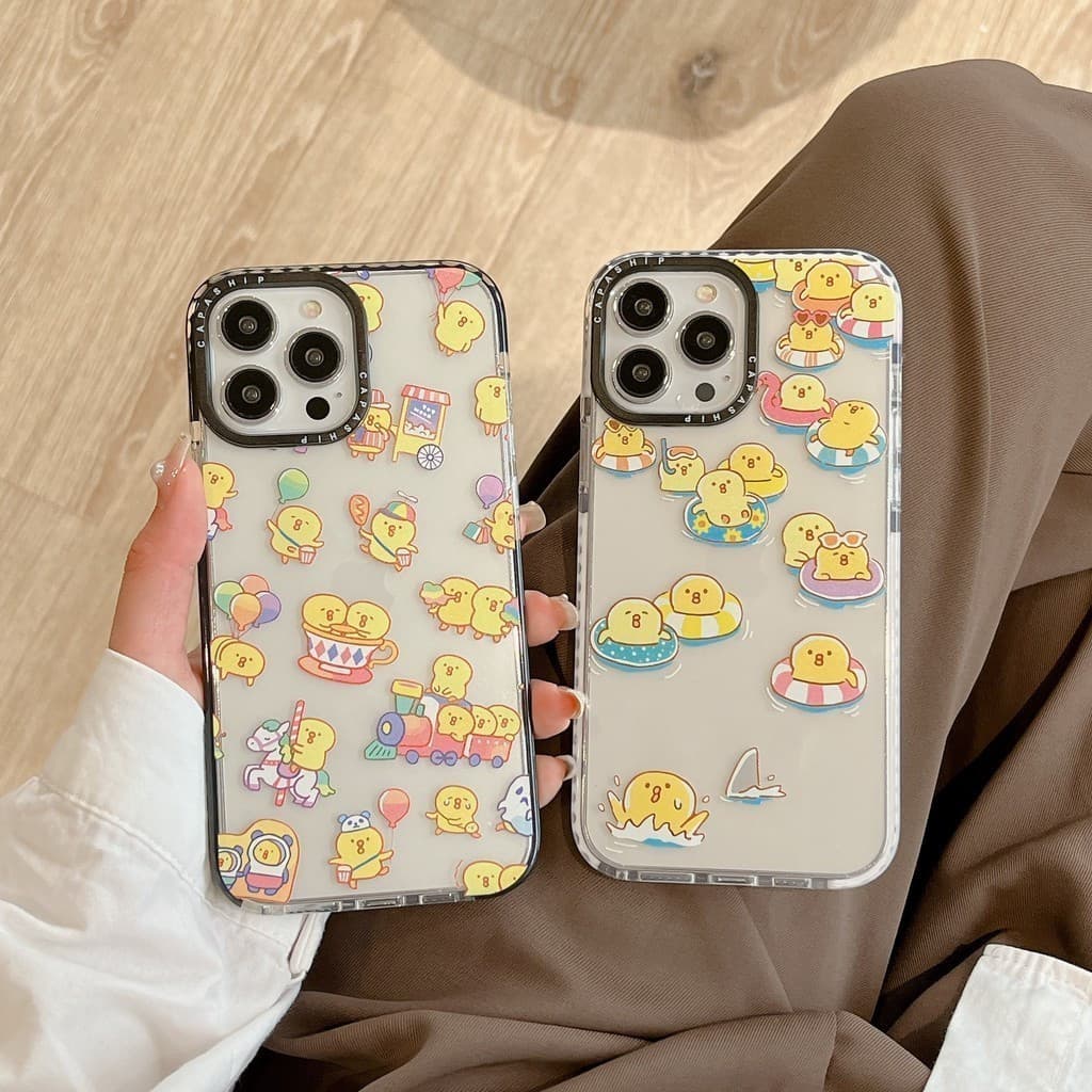 CAPASHIP Bonito Pato Amarelo Férias Adorável Desenho Animado Capa Macia Compatível Para iPhone 17 Pro Max Air Plus 16/15