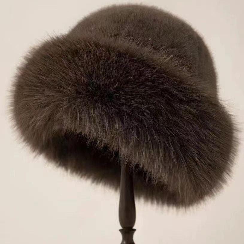 2023 novo estilo outono inverno engrossado peludo pele do falso balde chapéu bacia chapéu mongol moda quente All-Match m