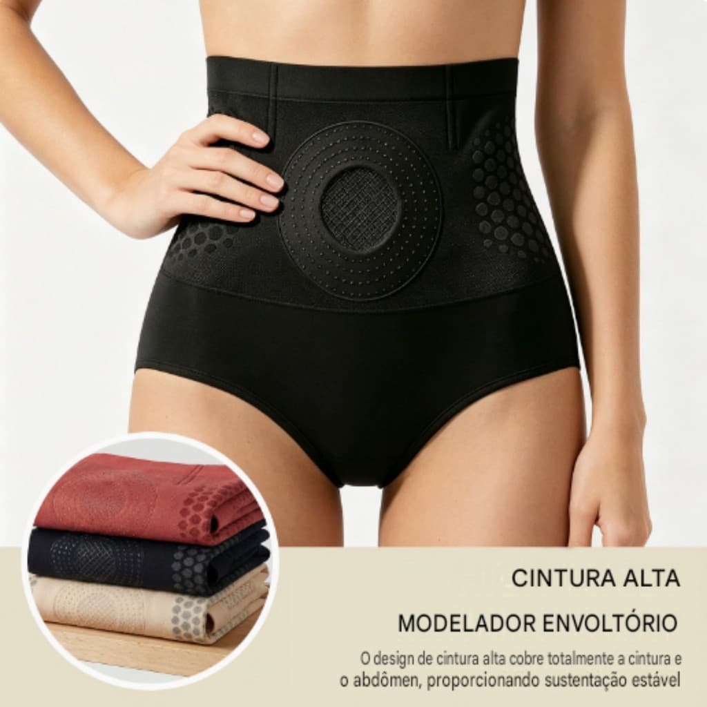 Calcinha Cinta Modeladora Cintura Alta Compressão Efeito Lipo Sem Costura