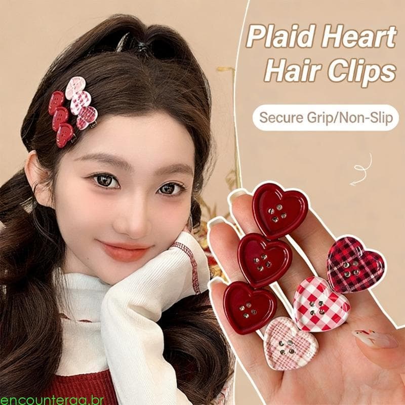 Encountera 2 Peças Lindas Presilhas Botão Coração Grade Ferramenta Cabelo Multifuncional