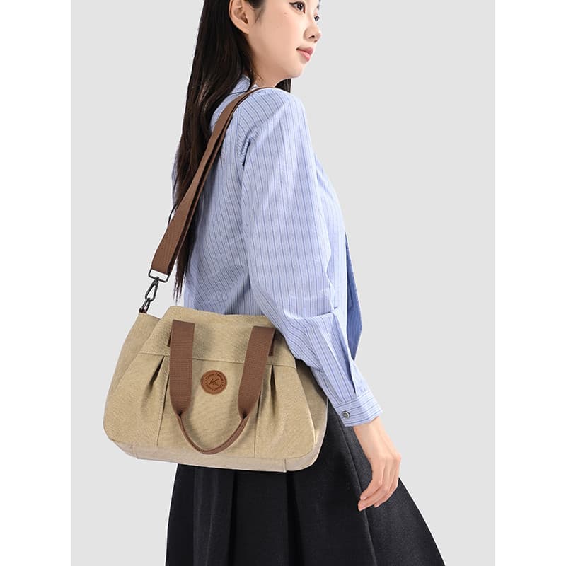 Primavera verão novo estilo casual bolsa de lona feminina grande capacidade Multi-camada leve ombro saco do mensageiro C