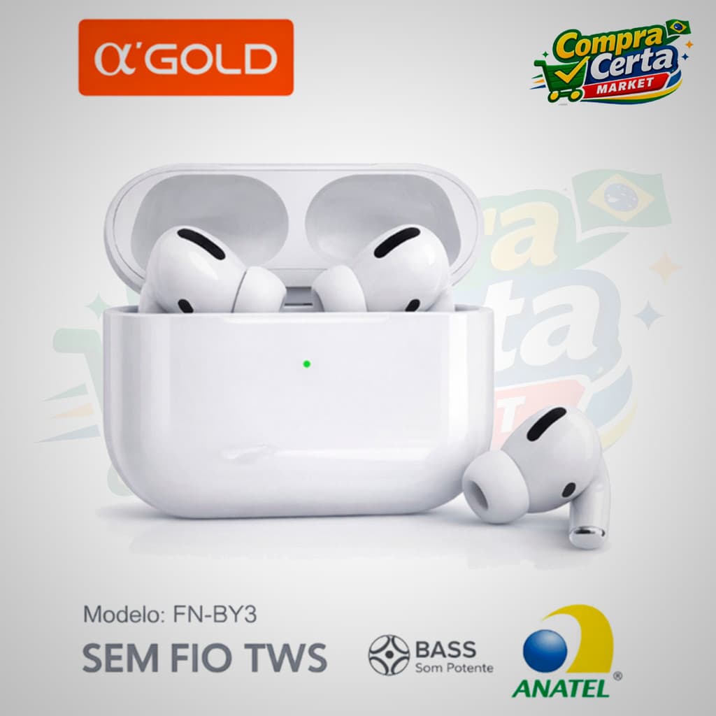 Fone Bluetooth 5.4 AGold FN-BY3 Grave Premium Jogos, Música e Chamadas