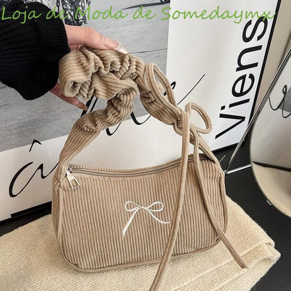 Bolsa Nas Axilas Franzidas Asoesymx , De Ombro De Veludo Com Alça Ajustável Bordada Laço Fecho De Zíper