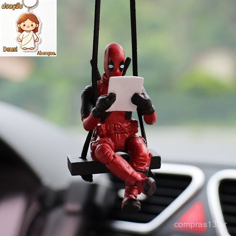 Pingente De Espelho Retrovisor Cartoon Deadpool Carro Leia Um Livro SUCK IT Acessórios
