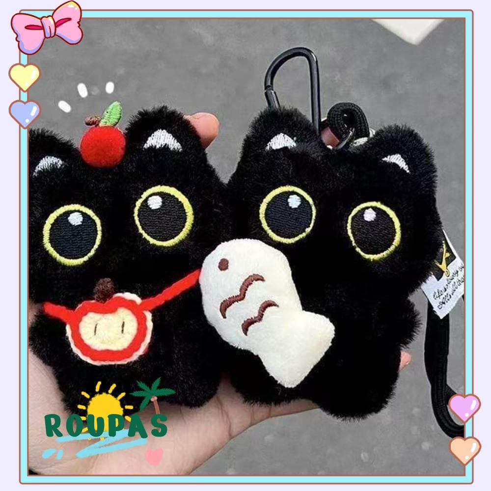 Chaveiro De Boneca De Pelúcia De Gato Preto ROUPAS , Pingente De Bolsa Cachecol De Câmera , De Ombro Carro