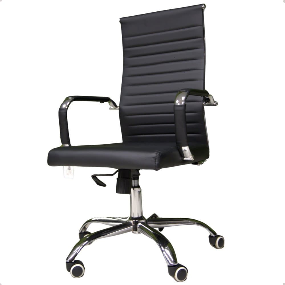 Cadeira Escritório Presidente Executiva Esteirinha Office Elegance Milano Preto