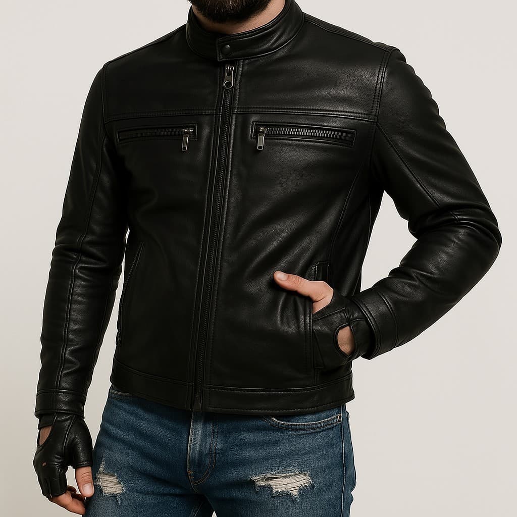 Jaqueta De Motoqueiro Motociclista Masculina Casaco De Couro Forrado Grosso