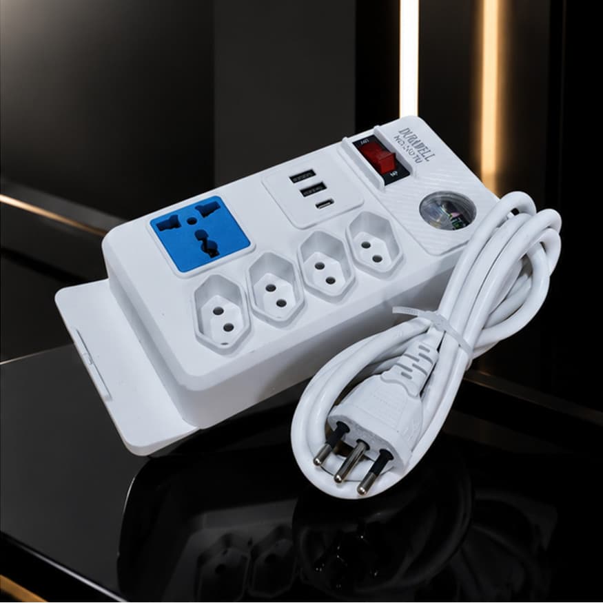Filtro de Linha com 5 Tomadas Extensão Elétrica Universal 2 USB E Usb C